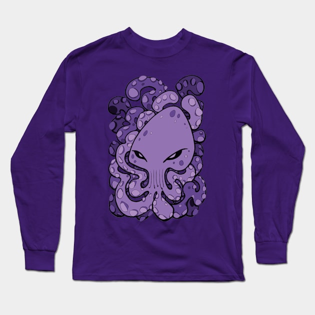 Octopus Squid Kraken Cthulhu Sea Creature - Ultra Violet Purple Long Sleeve T-Shirt by BigNoseArt